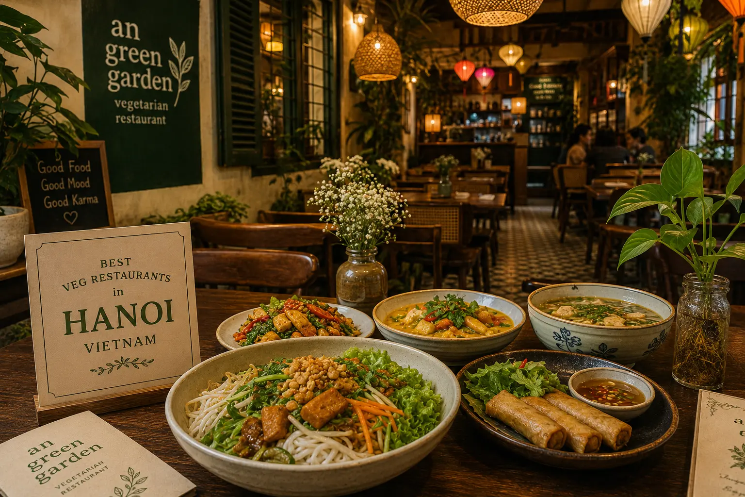 Veg restaurants in Hanoi Vietnam serving authentic Vietnamese vegetarian cuisine and healthy meals.