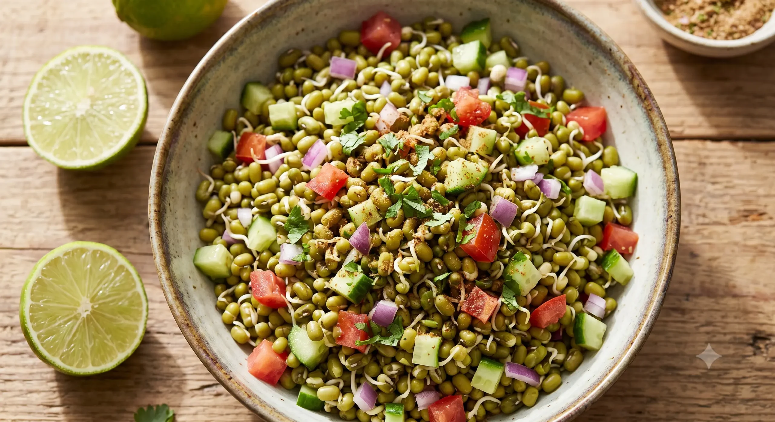 low calorie high protein recipe vegetarian | Sprouted Moong Salad